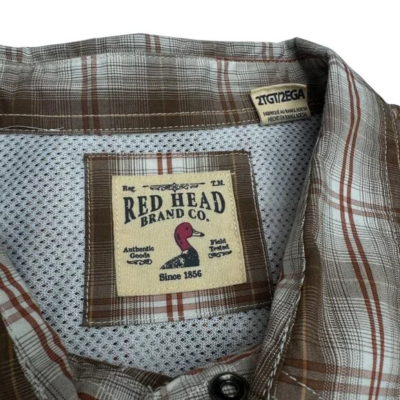 Red Head Brand Co. Mens Brown Plaid Button Up SS Shirt, Size XXL - Picture 5 of 8